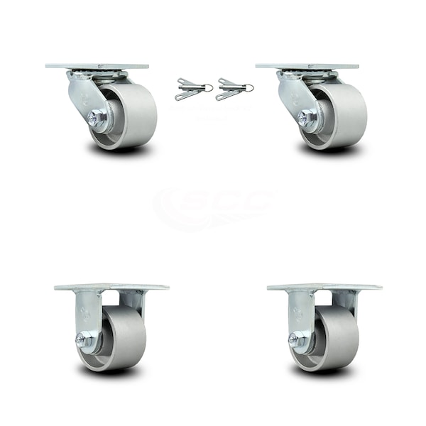 3.25 Inch Semi Steel Caster Set with Ball Bearings 2 Swivel Lock 2 Rigid SCC